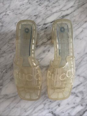 Gucci Women's Translucent Ivory Jelly Slide Sandals
